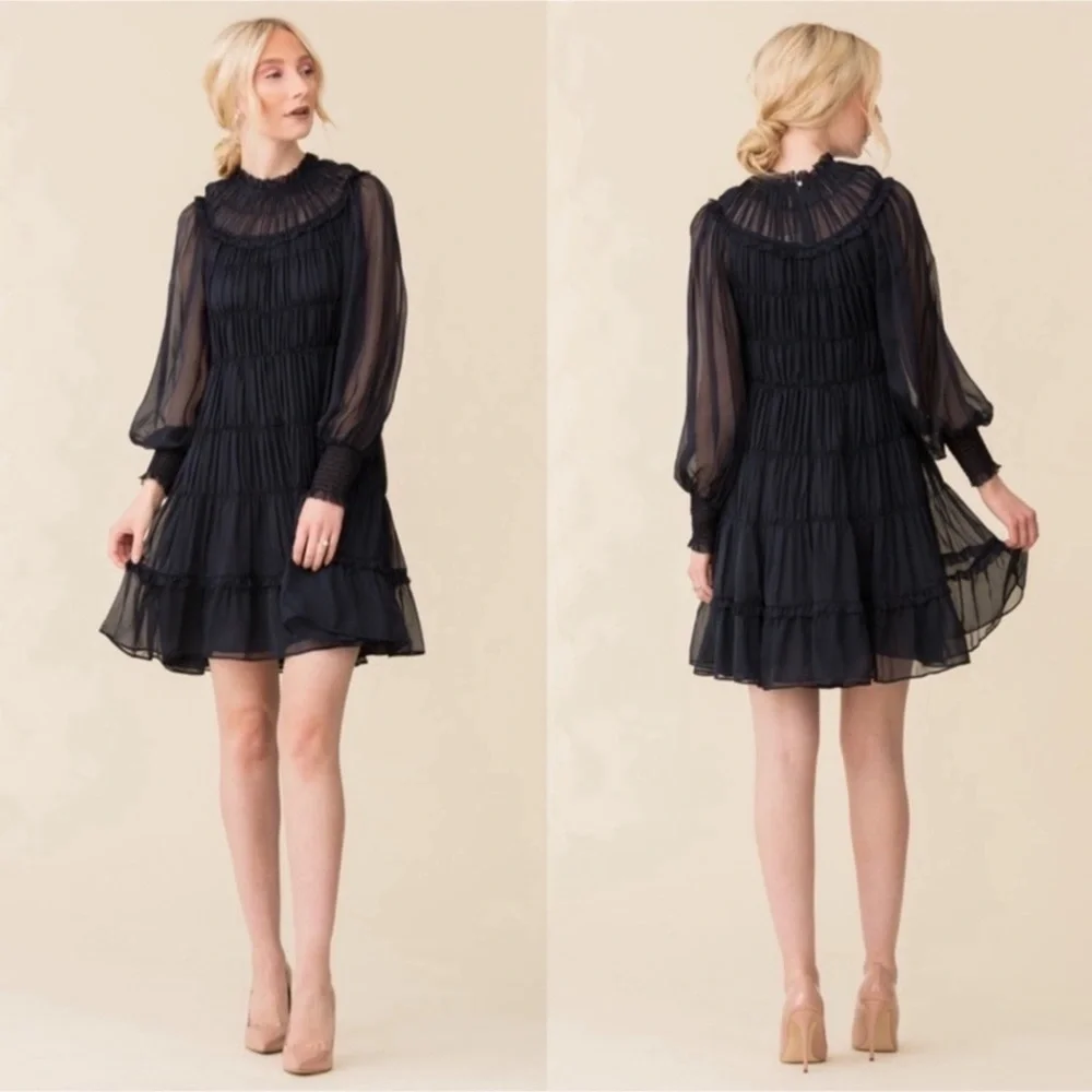 ULLA JOHNSON Emmeline Midnight Blue Silk Dress Sz 0